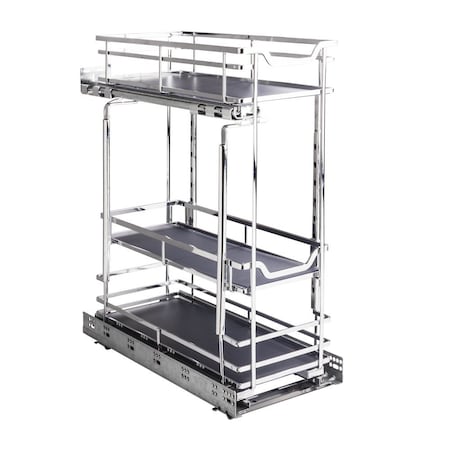 8 Polished Chrome STORAGE WITH STYLE Metal No Wiggle Base Pullout, Preassembled